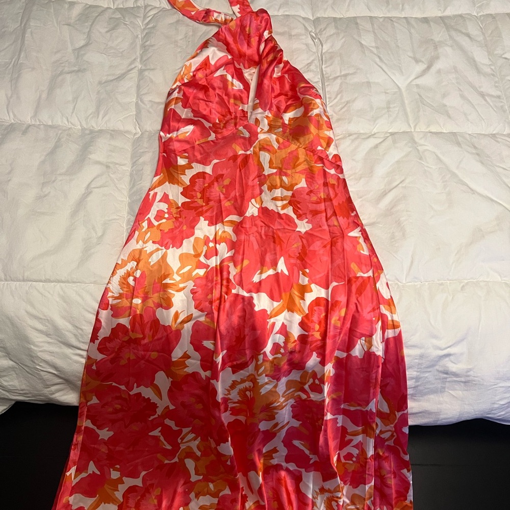 Hello Molly Pink and Orange Floral Midi Dress